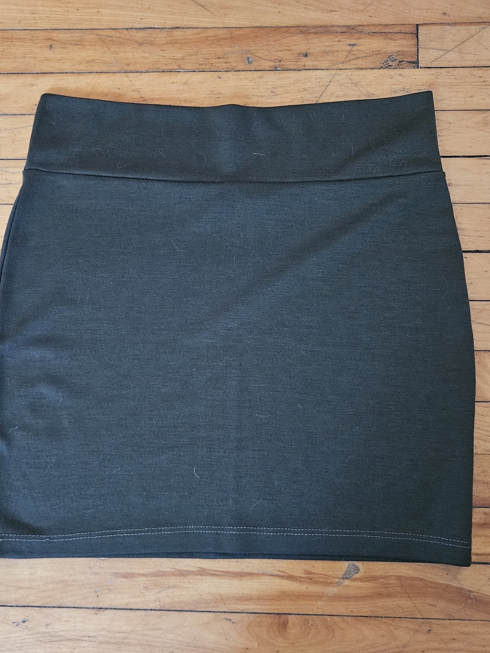 Classic Olive Stretch Knit Mini Skirt